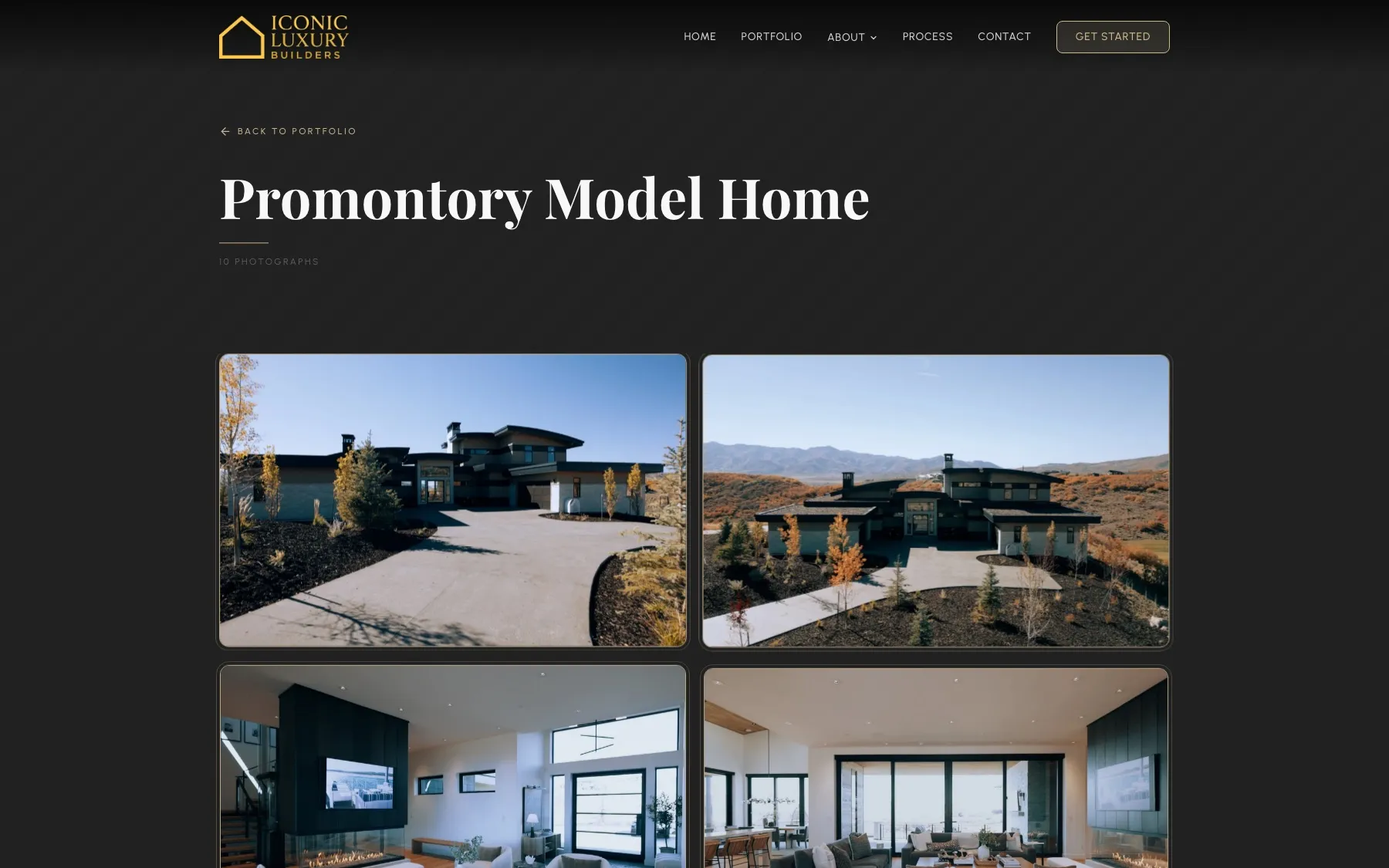 Every portfolio entry, like the Promontory Model Home, opens into its own full photo story.