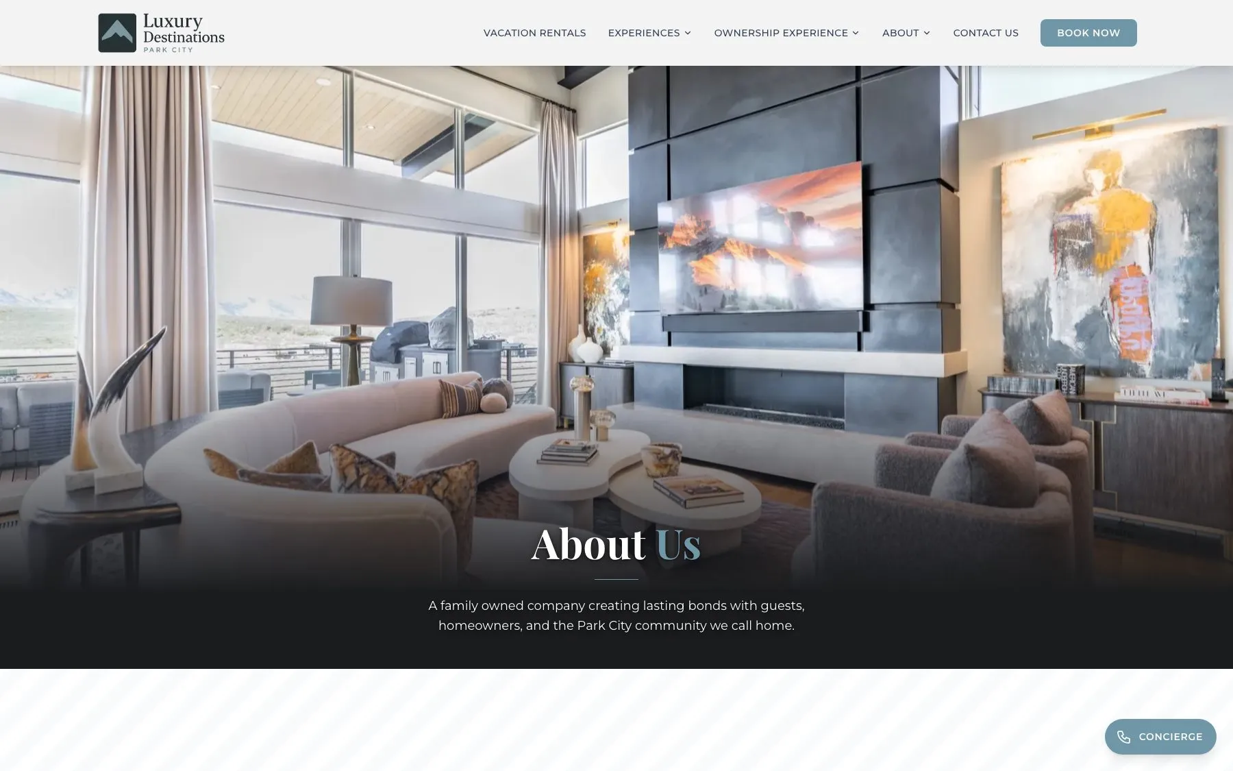 The about page tells the family owned story behind the brand and its Park City roots.